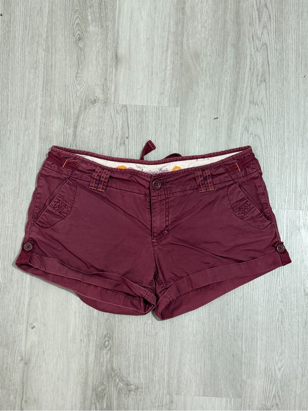 American Eagle Maroon Low Rise Shortie Shorts